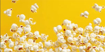 Popcorn on a yellow background.