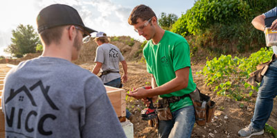 NICC Construction students working at the job site