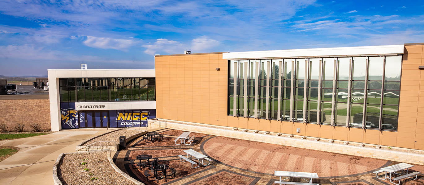 Drone shot of NICC Calmar campus