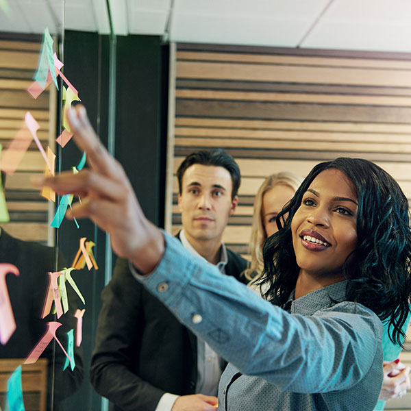 Female business woman in a meeting room