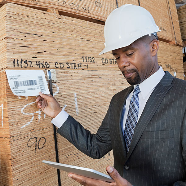 Male business man in hard hat