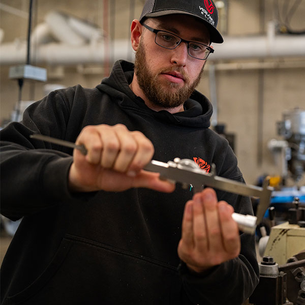 Student working on equipment