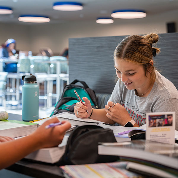 Female student studying in the library