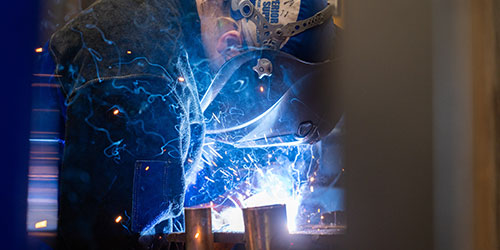 student welding